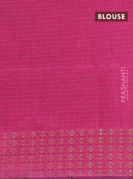 Semi dupion saree blue and pink with allover zari stripe weaves and zari woven border