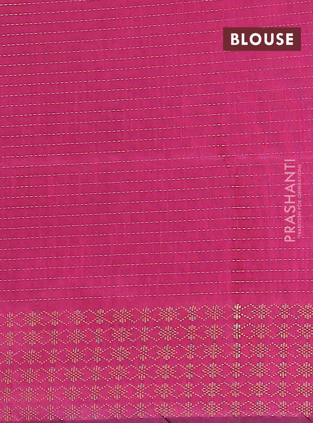 Semi dupion saree blue and pink with allover zari stripe weaves and zari woven border