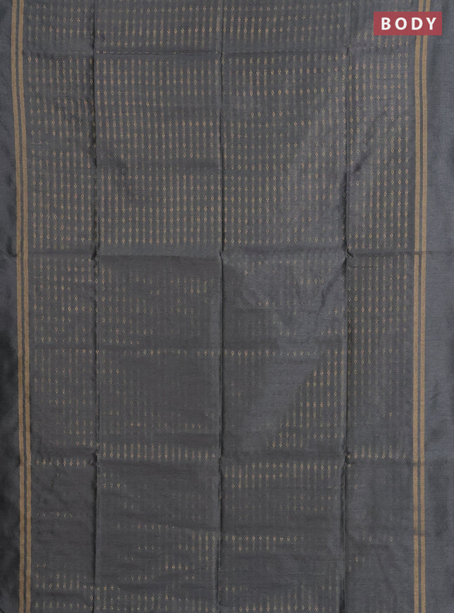 Semi dupion saree grey with allover zari woven buttas and zari woven simple border