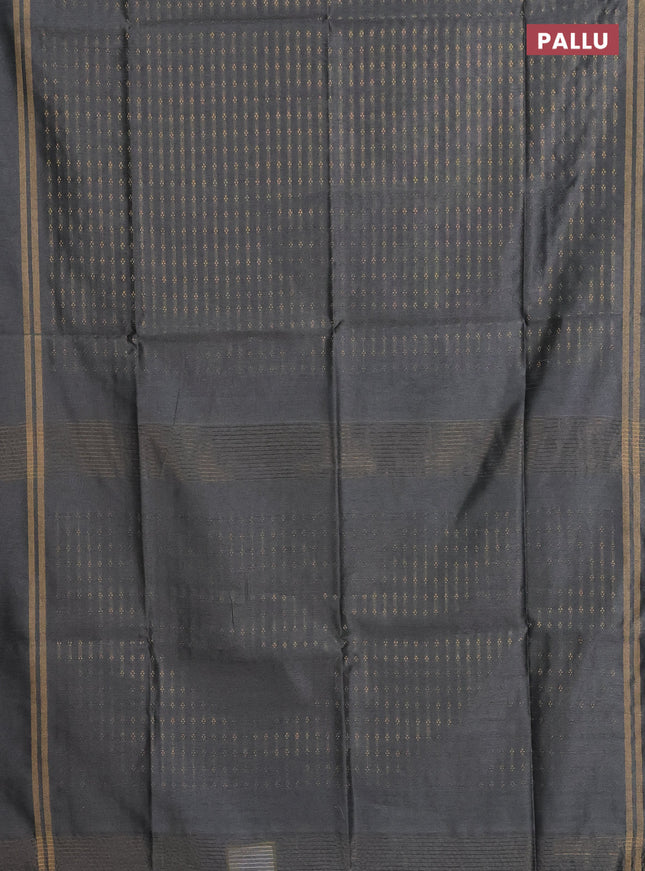 Semi dupion saree grey with allover zari woven buttas and zari woven simple border