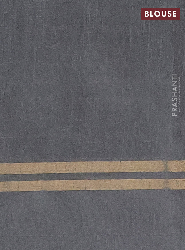 Semi dupion saree grey with allover zari woven buttas and zari woven simple border