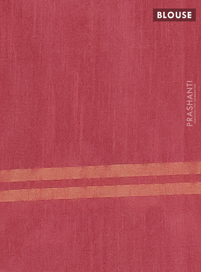 Semi dupion saree pastel peach with allover zari woven buttas and zari woven simple border