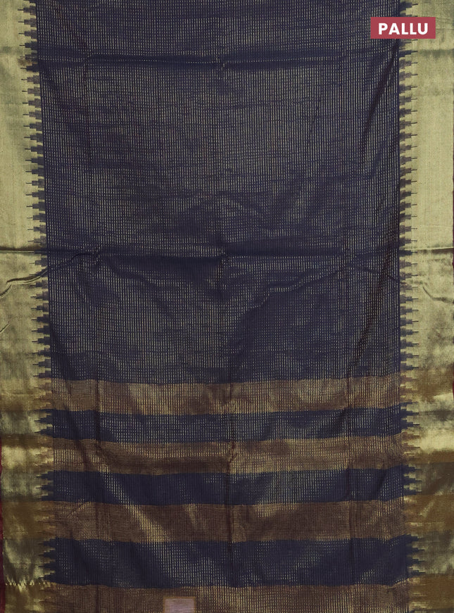 Semi dupion saree dual shade of greyish red with allover zari weaves and zari woven border