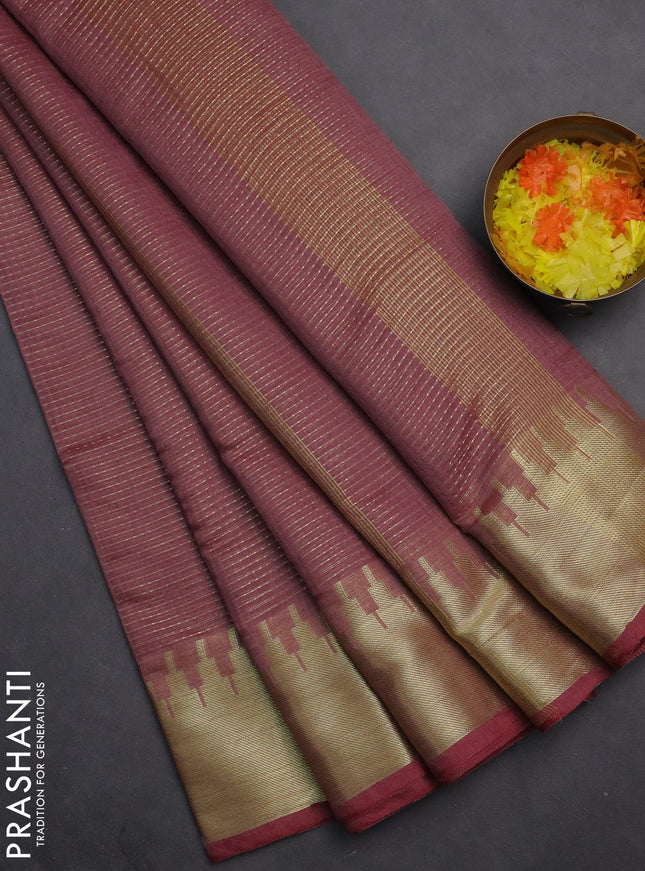 Semi dupion saree pastel pink shade with allover zari weaves and zari woven border