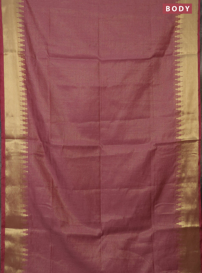 Semi dupion saree pastel pink shade with allover zari weaves and zari woven border