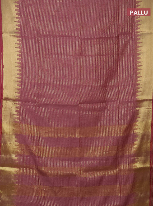 Semi dupion saree pastel pink shade with allover zari weaves and zari woven border