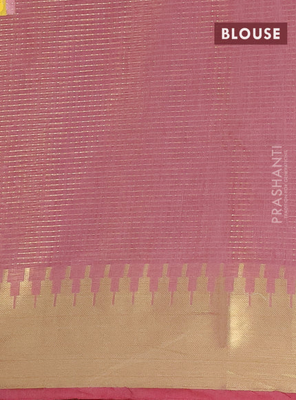 Semi dupion saree pastel pink shade with allover zari weaves and zari woven border