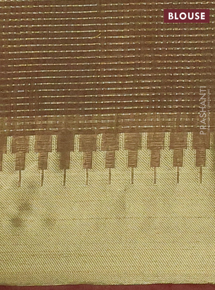 Semi dupion saree dual shade of green and red with allover zari weaves and zari woven border