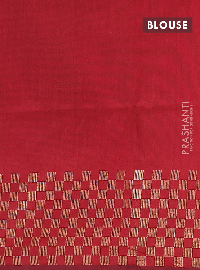 Semi dupion saree black and maroon with plain body and zari woven checked border