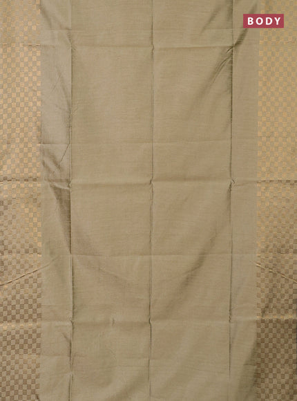 Semi dupion saree elaichi green with plain body and zari woven checked border