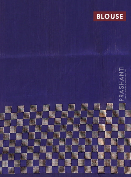 Semi dupion saree kumkum red and navy blue with plain body and zari woven checked border