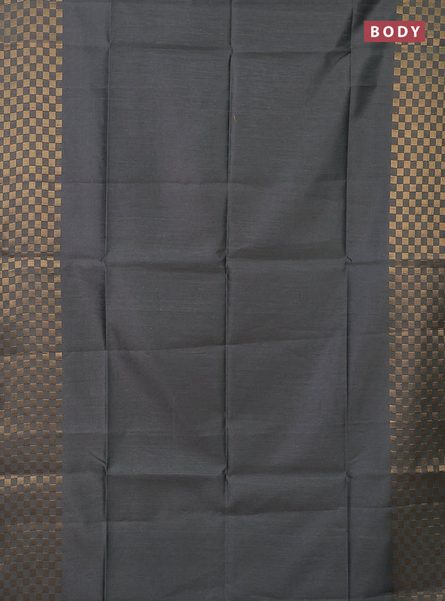 Semi dupion saree grey and pink with plain body and zari woven checked border