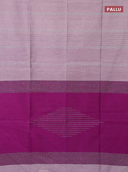 Semi dupion saree pastel pink and purple with allover thread & sequin weaves and sequin work pallu