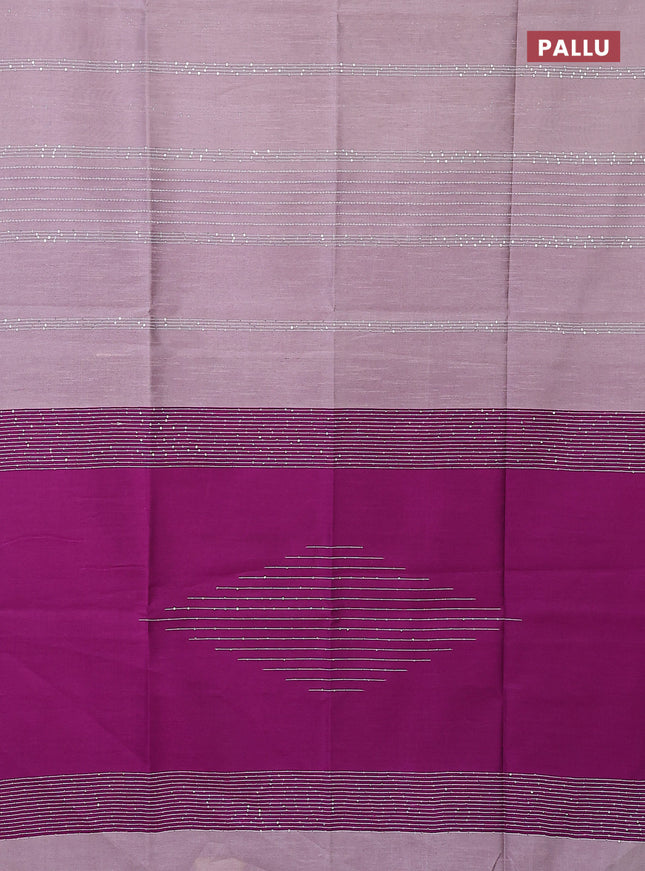 Semi dupion saree pastel pink and purple with allover thread & sequin weaves and sequin work pallu