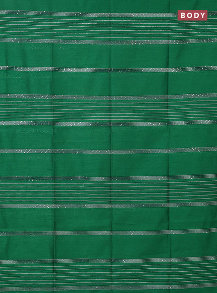 Semi dupion saree green and pink with allover thread & sequin weaves and sequin work pallu