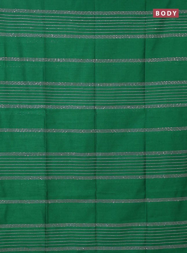 Semi dupion saree green and pink with allover thread & sequin weaves and sequin work pallu