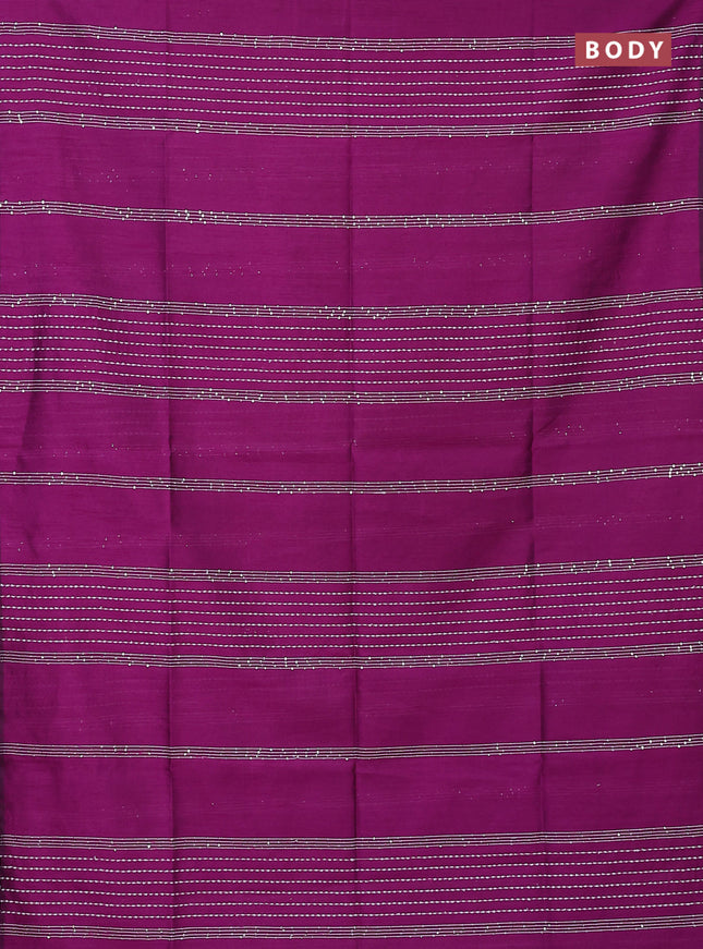 Semi dupion saree purple and teal blue with allover thread & sequin weaves and sequin work pallu