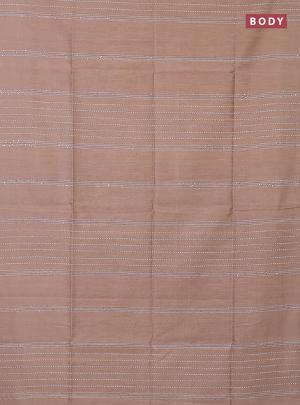 Semi dupion saree peach shade and violet with allover thread & sequin weaves and sequin work pallu