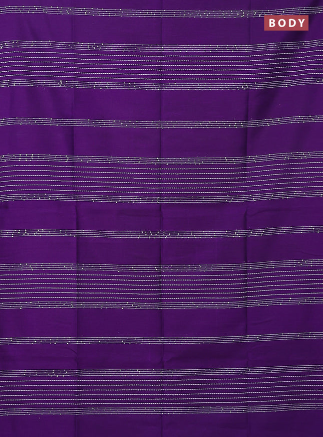 Semi dupion saree violet and pink with allover thread & sequin weaves and sequin work pallu