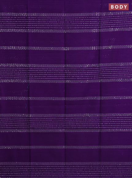 Semi dupion saree violet and teal blue with allover thread & sequin weaves and sequin work pallu