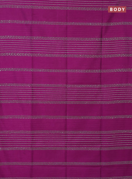 Semi dupion saree purple and fluorescent green with allover thread & sequin weaves and sequin work pallu