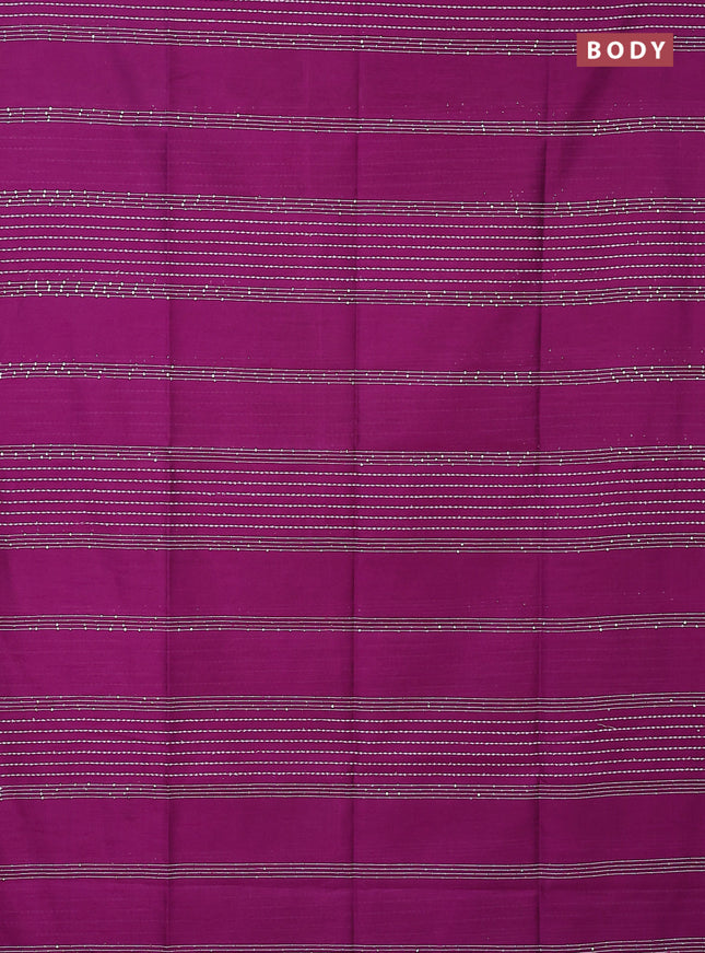Semi dupion saree purple and fluorescent green with allover thread & sequin weaves and sequin work pallu
