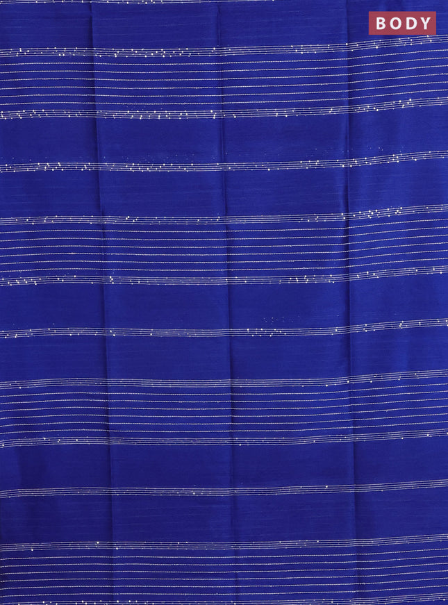 Semi dupion saree blue and magenta pink with allover thread & sequin weaves and sequin work pallu