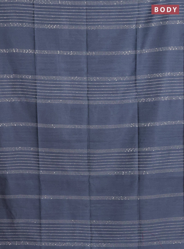 Semi dupion saree grey and pink with allover thread & sequin weaves and sequin work pallu