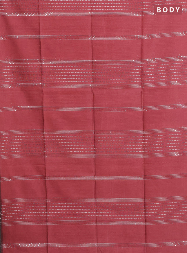 Semi dupion saree peach shade and navy blue with allover thread & sequin weaves and sequin work pallu