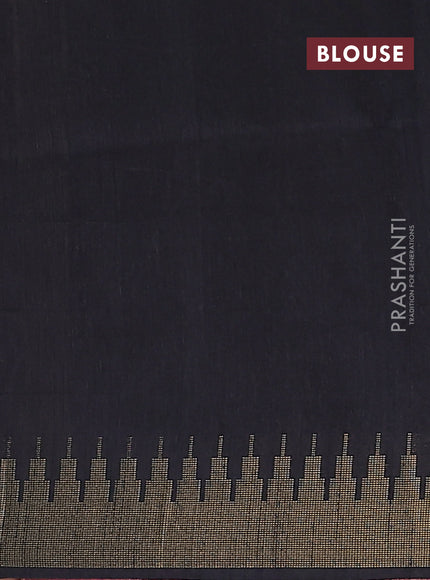 Semi dupion saree peach shade and black with allover zari woven butta weaves and temple design zari woven border