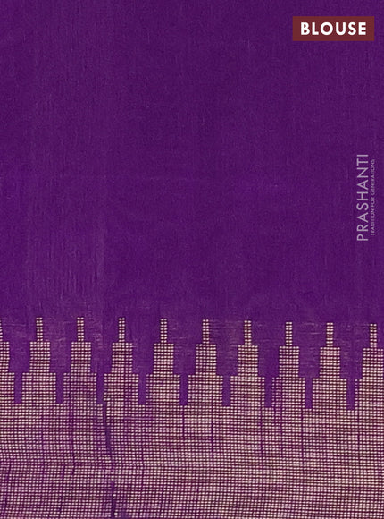 Semi dupion saree pastel grey and violet with allover zari woven butta weaves and temple design zari woven border