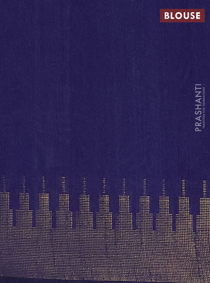 Semi dupion saree pastel blue and navy blue with allover zari woven butta weaves and temple design zari woven border