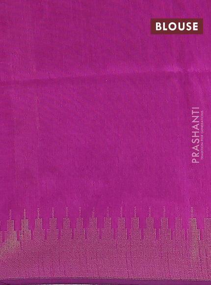 Semi dupion saree pastel pink and purple with allover zari woven butta weaves and temple design zari woven border