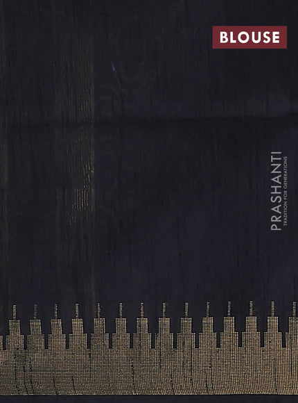 Semi dupion saree lime yellow and black with allover zari woven butta weaves and temple design zari woven border