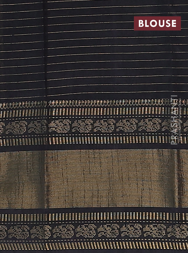 Semi dupion saree grey and black with allover zari checks & buttas and long zari woven border