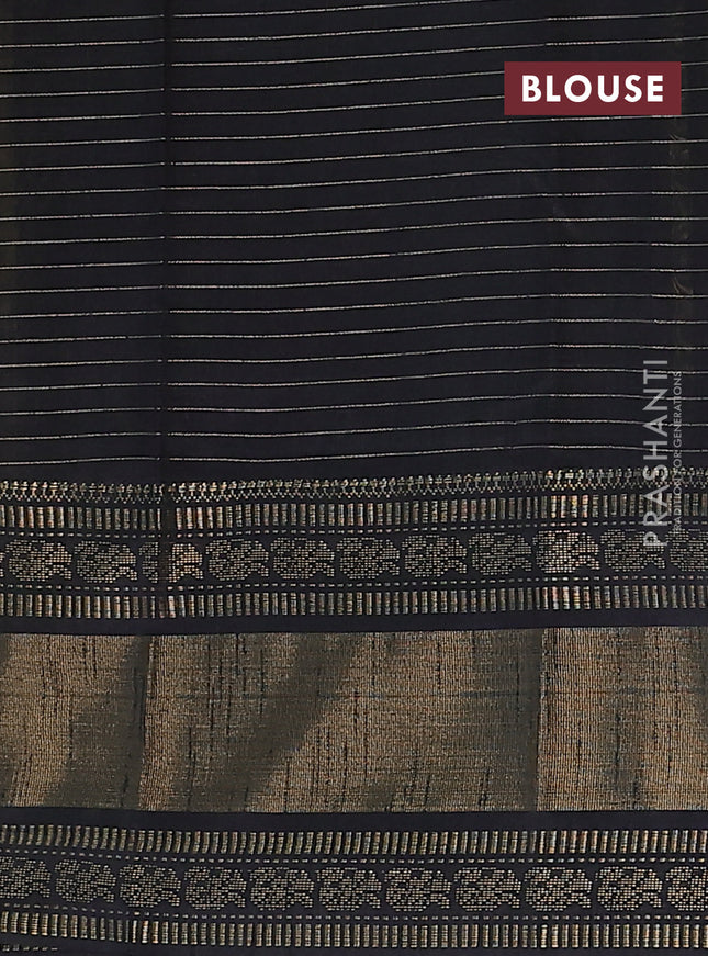 Semi dupion saree lime yellow and black with allover zari checks & buttas and long zari woven border