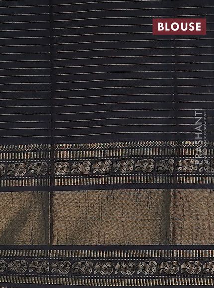 Semi dupion saree teal blue and black with allover zari checks & buttas and long zari woven border