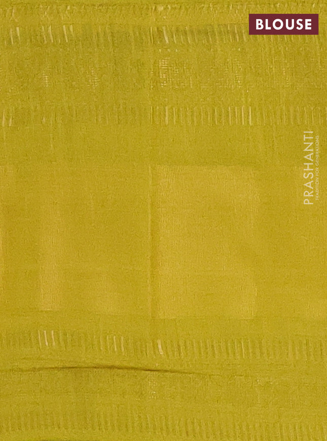 Semi dupion saree violet and lime yellow with allover zari checks & buttas and long zari woven border