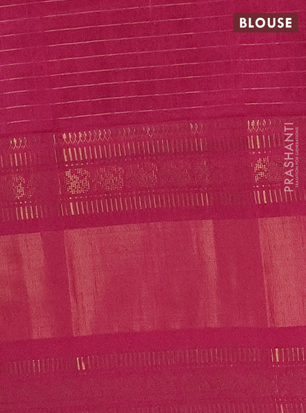 Semi dupion saree beige and magenta pink with allover zari checks & buttas and long zari woven border