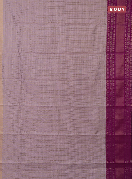 Semi dupion saree pastel pink and purple with allover zari checks & buttas and long zari woven border