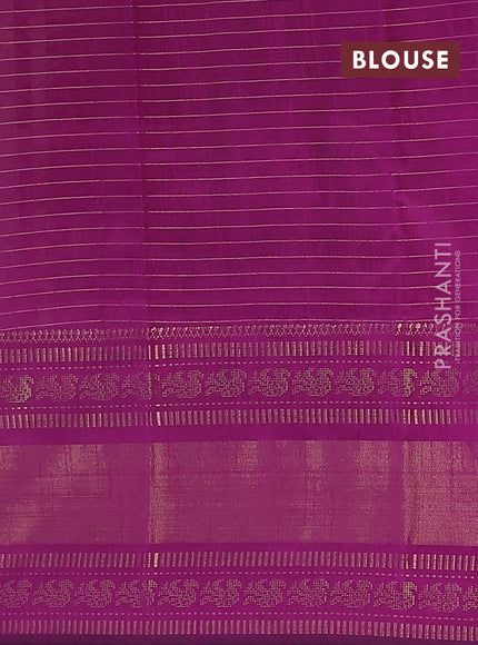 Semi dupion saree pastel pink and purple with allover zari checks & buttas and long zari woven border