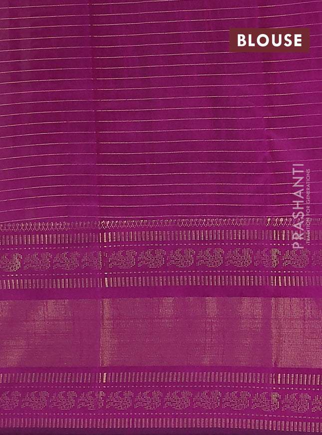 Semi dupion saree pastel pink and purple with allover zari checks & buttas and long zari woven border