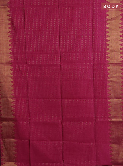 Semi dupion saree pink with allover zari woven buttas and temple zari woven border