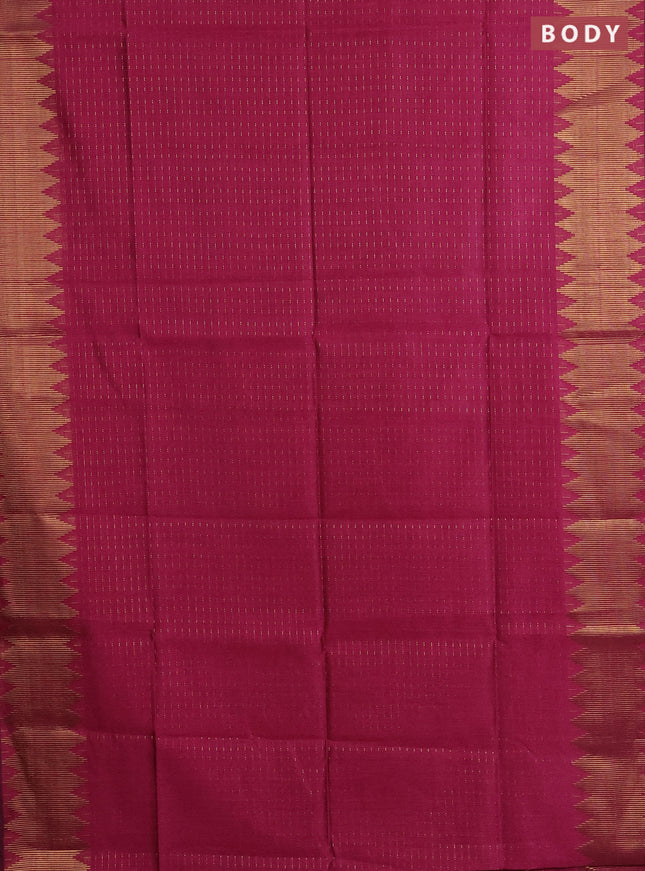 Semi dupion saree pink with allover zari woven buttas and temple zari woven border