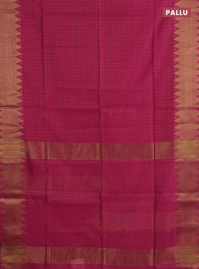 Semi dupion saree pink with allover zari woven buttas and temple zari woven border