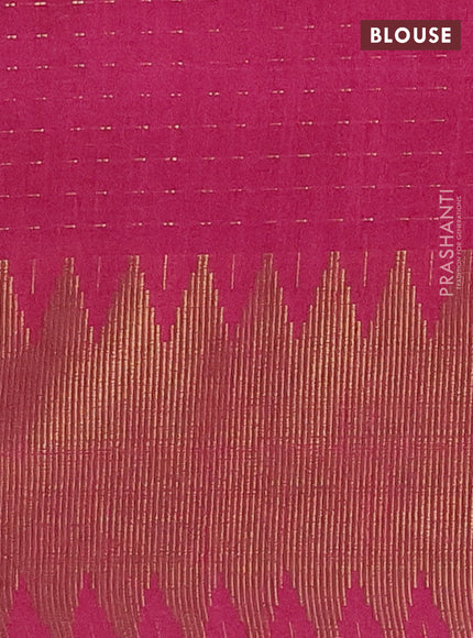 Semi dupion saree pink with allover zari woven buttas and temple zari woven border