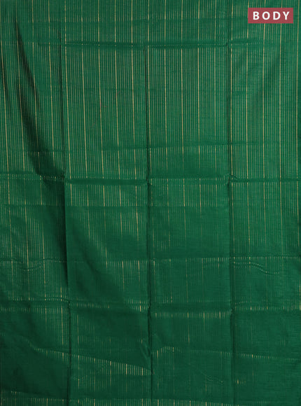 Semi dupion saree green and black with allover zari weaves in borderless style