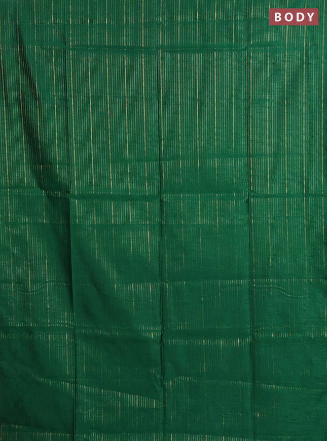Semi dupion saree green and black with allover zari weaves in borderless style