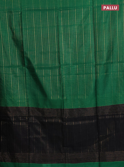 Semi dupion saree green and black with allover zari weaves in borderless style