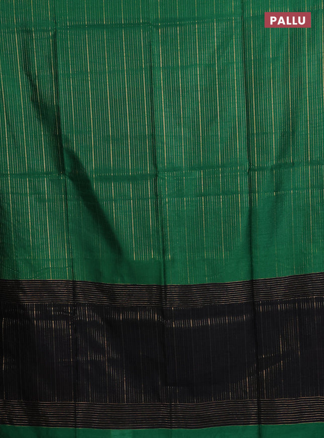 Semi dupion saree green and black with allover zari weaves in borderless style